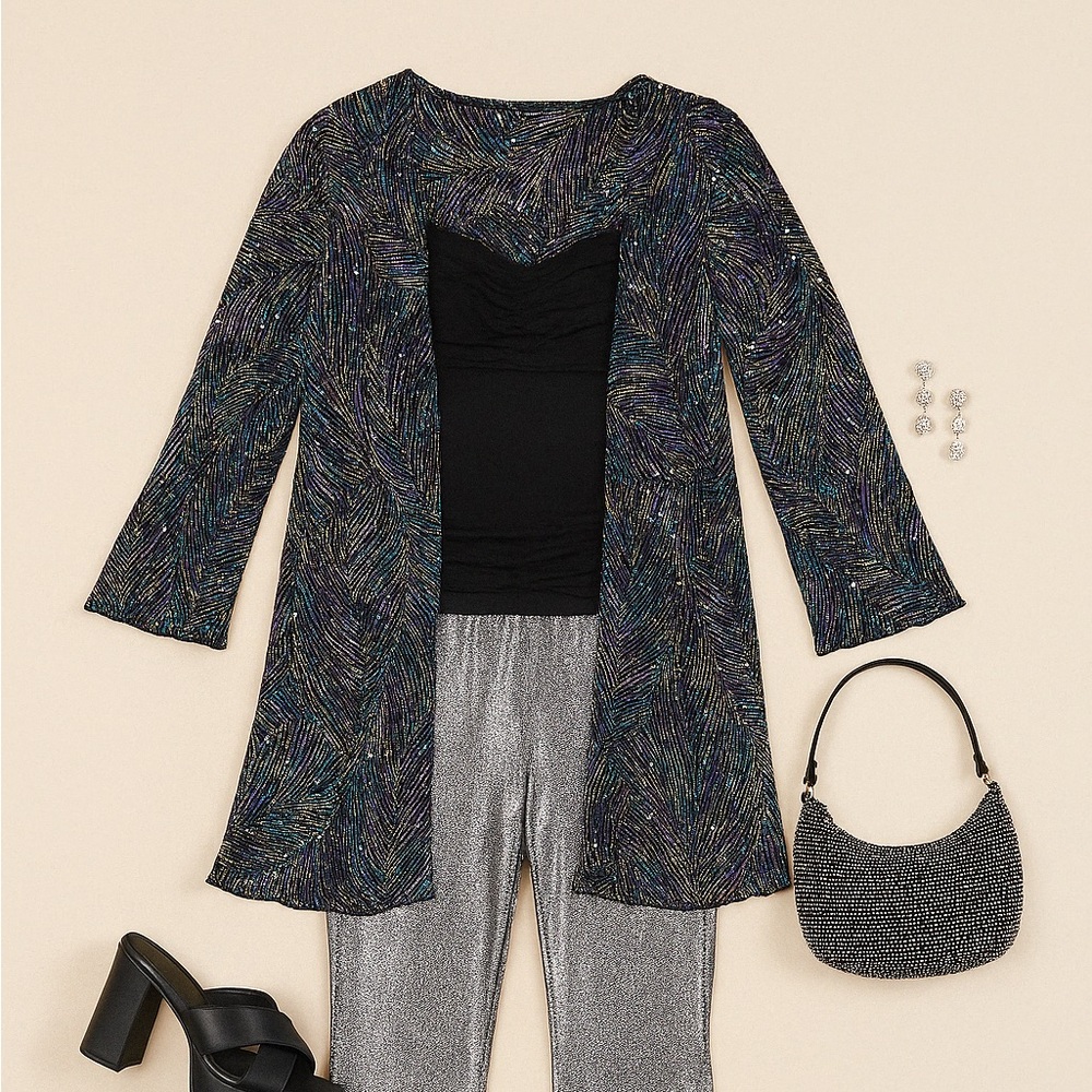 Brittany black sheer glitter cardigan small